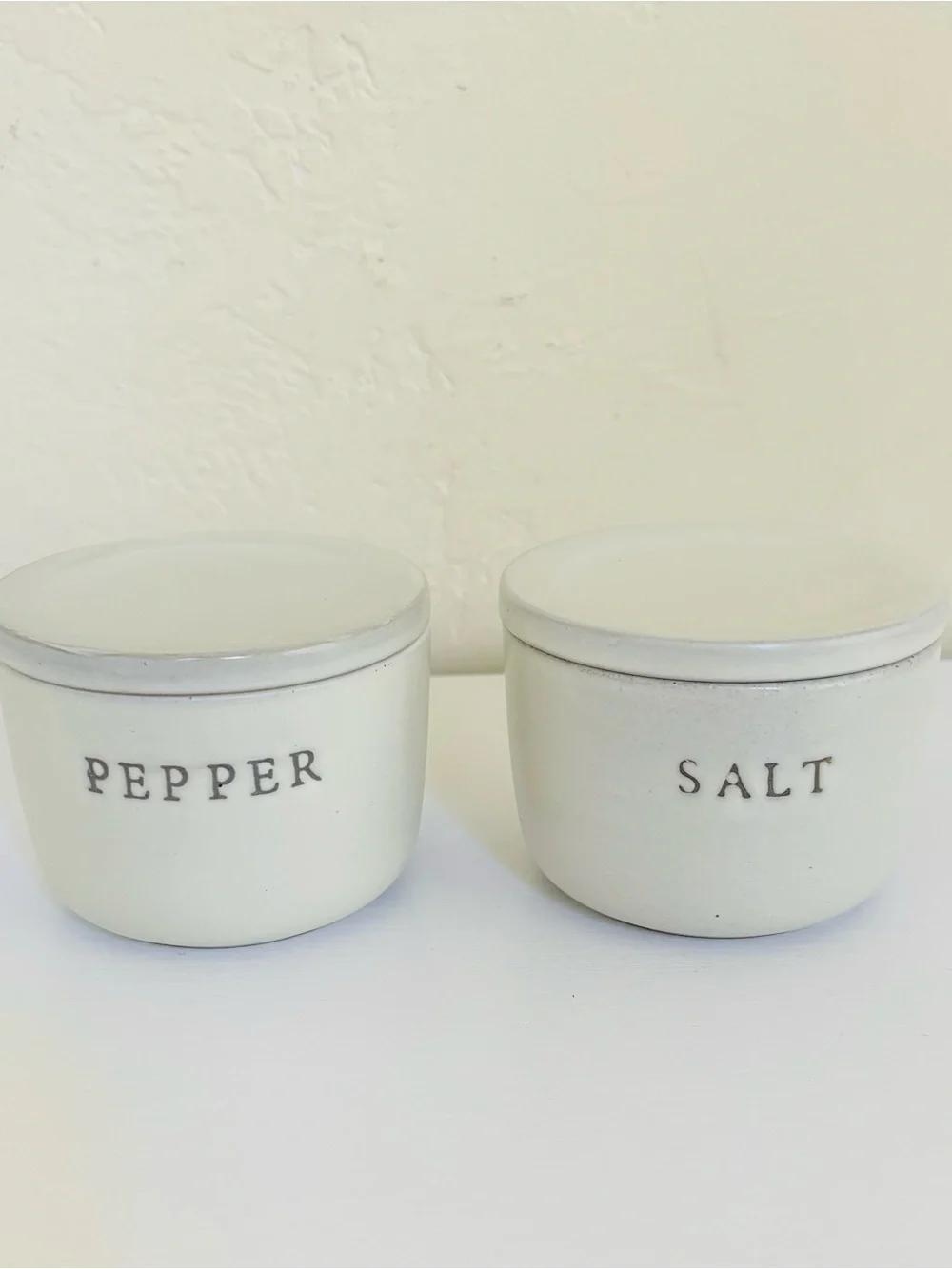Hearth & Hand with Magnolia Salt and Pepper Lidded Cellars Stoneware Set of Two